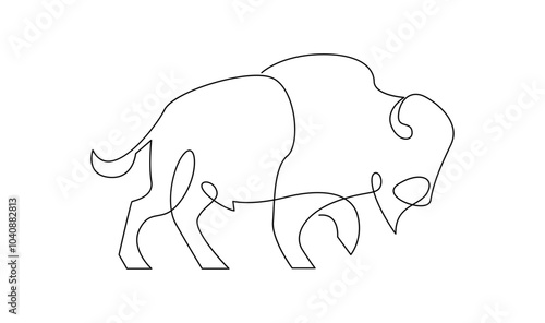 Bison line continuous single line simple illustration art