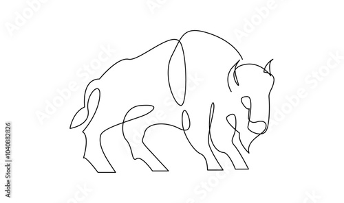 Bison line continuous single line simple illustration art