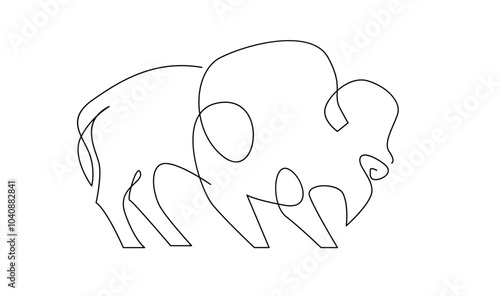 Bison line continuous single line simple illustration art