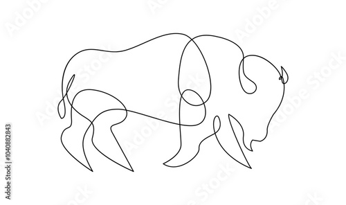 Bison line continuous single line simple illustration art
