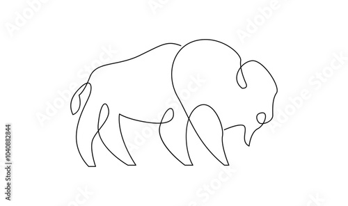 Bison line continuous single line simple illustration art