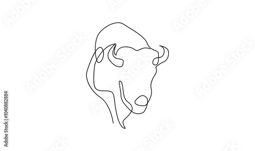 Bison line continuous single line simple illustration art