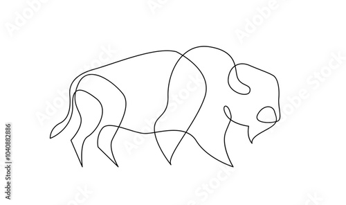 Bison line continuous single line simple illustration art