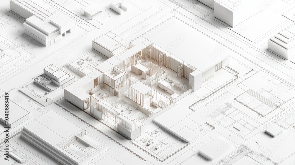 A minimalist architectural model showcasing a building layout. A minimalist architectural model showcasing a building layout.