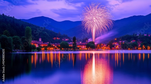 Peaceful Countryside Lake with Soft Glowing Reflections photo