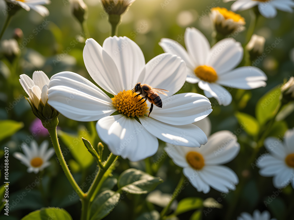 Obraz premium Honeybee on a Daisy