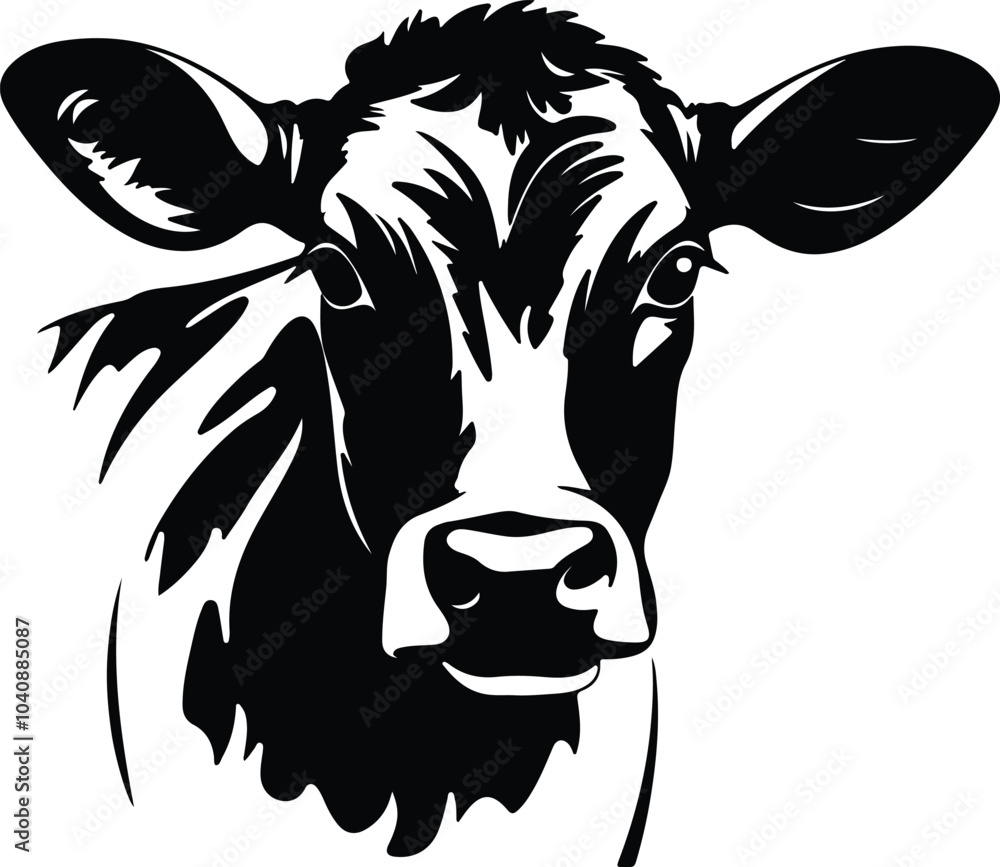 Obraz premium Black silhouette of cattle head
