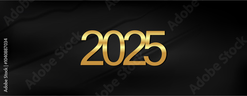 Exquisite gold design for New Year 2025 on black, highlighting the joy and elegance of the upcoming year