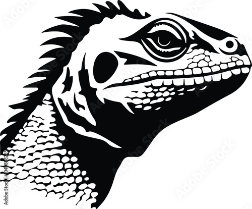 Black silhouette of collared lizard head