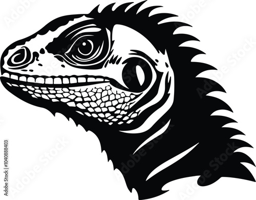 Black silhouette of collared lizard head