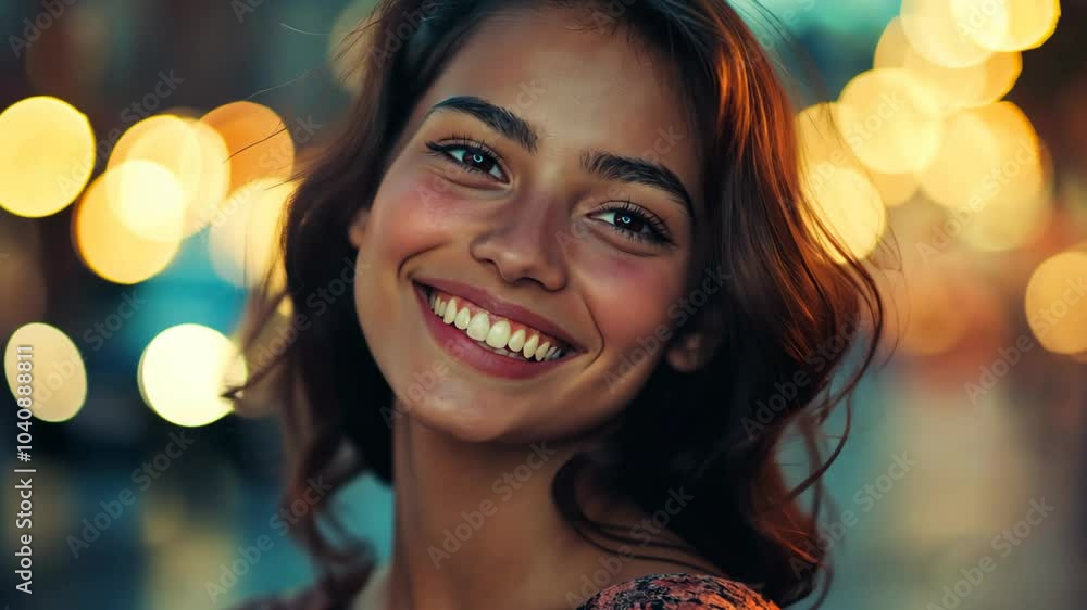 smiling pretty woman in casual clothes at outdoor urban city smiling pretty woman in casual clothes at outdoor urban city
