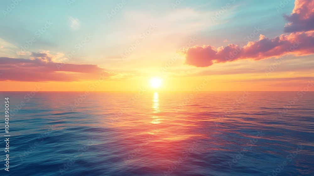 Fototapeta premium Spectacular ocean sunset, a breathtaking display of colors on the horizon tranquil