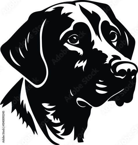 Black silhouette of companion dog head