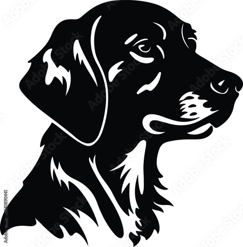 Black silhouette of companion dog head