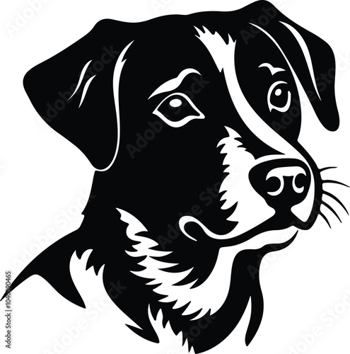 Black silhouette of companion dog head