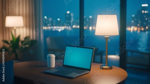 Wallpaper Mural Minimalist workspace, sleek laptop on a table in bright and modern room modern Torontodigital.ca