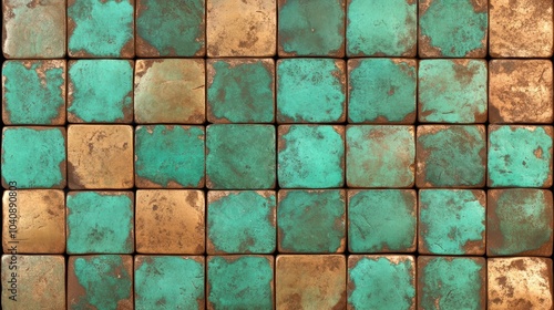 Wallpaper Mural Intricate tilework pattern in green and brown hues for background or texture  Torontodigital.ca