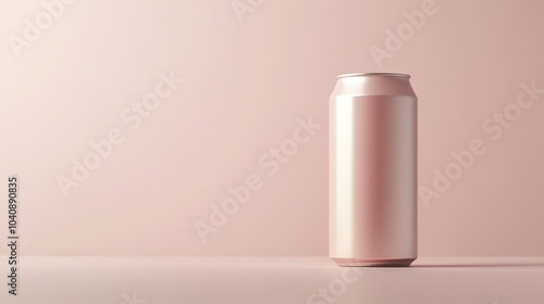 Vibrant pink aluminum can isolated on white, a refreshing beverage concept