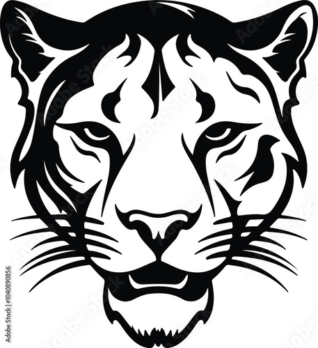 Black silhouette of cougar head