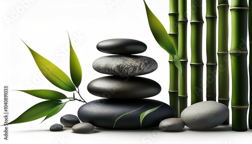 zen stones and bamboo