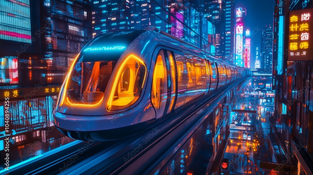 A futuristic train with vivid colors A futuristic train with vivid colors