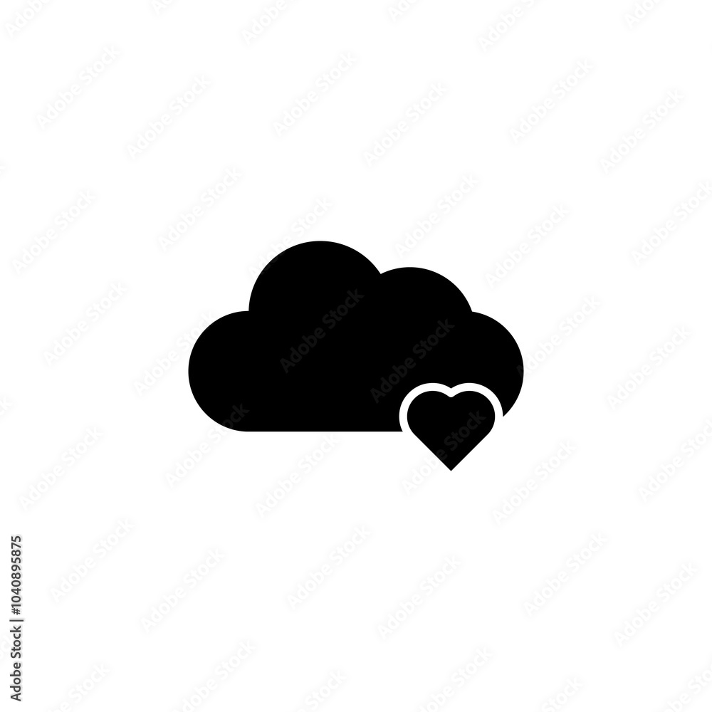 Favorite cloud storage vector icon. vector Cloud and heart glyph icon on white background..eps Favorite cloud storage vector icon. vector Cloud and heart glyph icon on white background..eps
