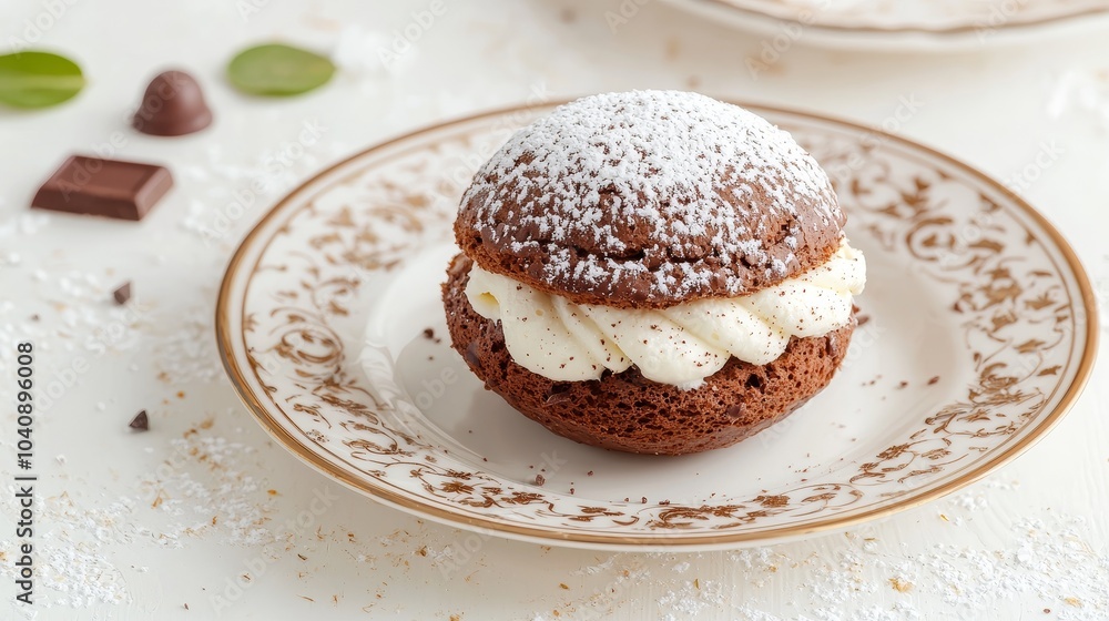 Chocolate Cream Dessert on Elegant Plate Chocolate Cream Dessert on Elegant Plate