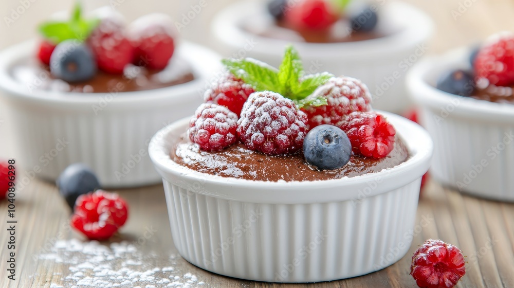 Delicious Chocolate Mousse with Berries and Mint Delicious Chocolate Mousse with Berries and Mint