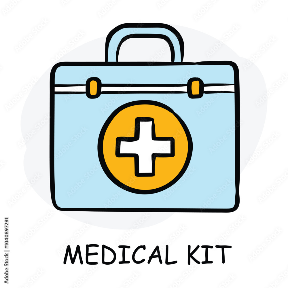 Obraz premium Vector icon for medical kit. A box with a cross symbol, representing first-aid supplies.