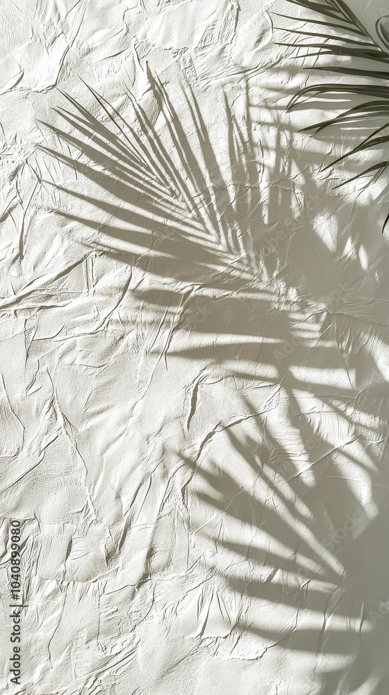 Obraz premium Soft Shadows of Palm on Textured White Background