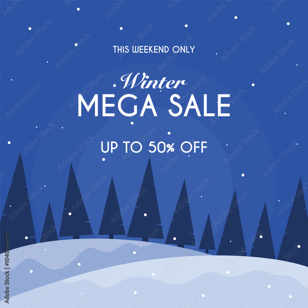 Fototapeta premium winter mega sale banner flat design vector