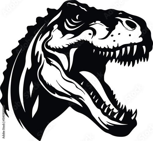 Black silhouette of dinosaur head