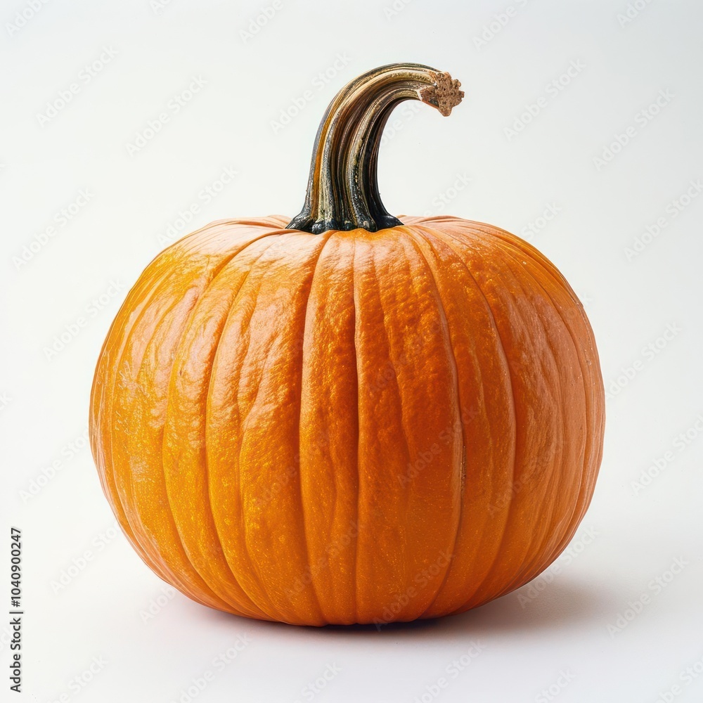 Obraz premium A pumpkin with stem in the center.