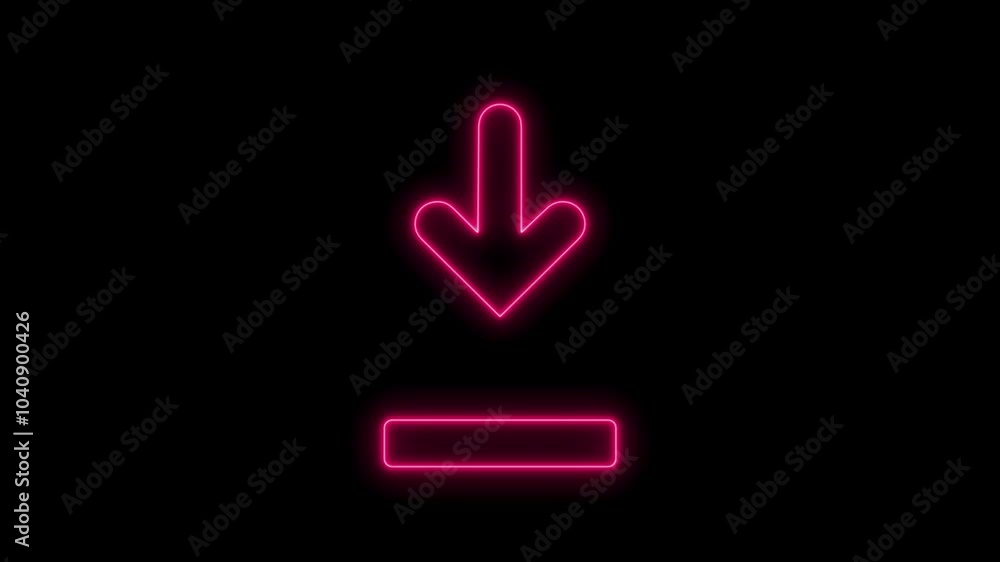 neon, glowing download icon video animation on black background.3D Glossy Download and Upload Symbols: Vector Illustrations of Green and Red Circular Buttons for Web and App Design neon, glowing download icon video animation on black background.3D Glossy Download and Upload Symbols: Vector Illustrations of Green and Red Circular Buttons for Web and App Design