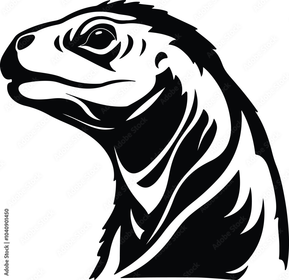 Obraz premium Black silhouette of Doedicurus head