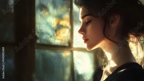 Beautiful Woman At Window. Free Download Beautiful Woman At Window. - GFXLoad