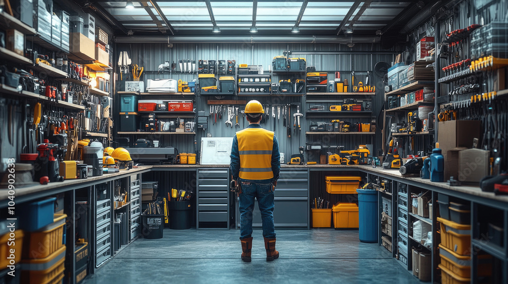 Various tools and safety helmets are placed in the cabinet Various tools and safety helmets are placed in the cabinet
