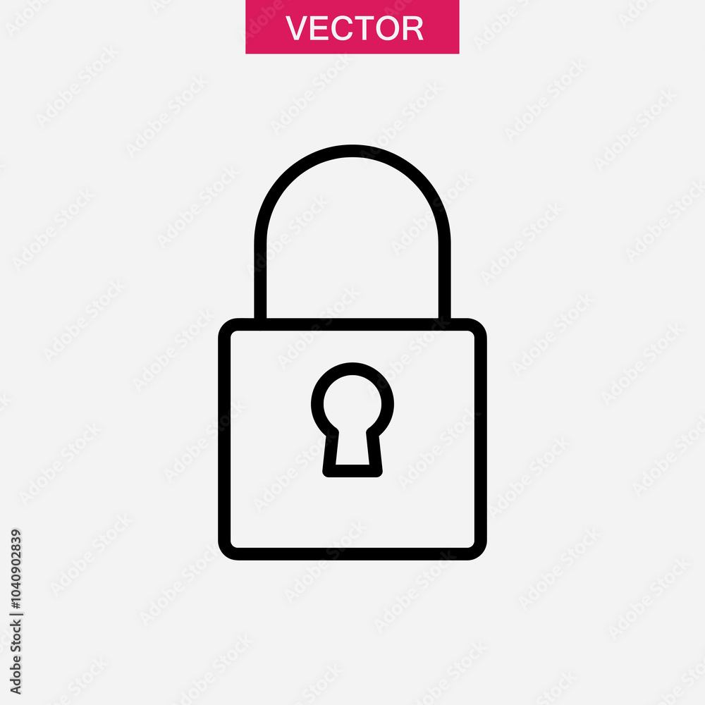Closed lock line icon. vector flat black linear illustration for web and app..eps Closed lock line icon. vector flat black linear illustration for web and app..eps