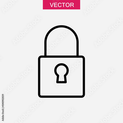 Closed lock line icon. vector flat black linear illustration for web and app..eps