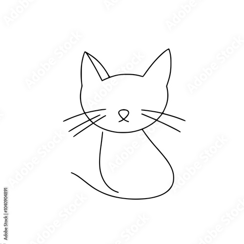 A simple linear vector outline drawing of a cat, with the outlines of the torso, ears and brags, done in a minimalist style.