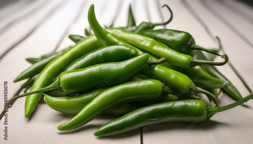 Fresh Green Chili Peppers A Vibrant Cluster of Spicy Vegetables for Culinary Creations Fresh Green Chili Peppers A Vibrant Cluster of Spicy Vegetables for Culinary Creations