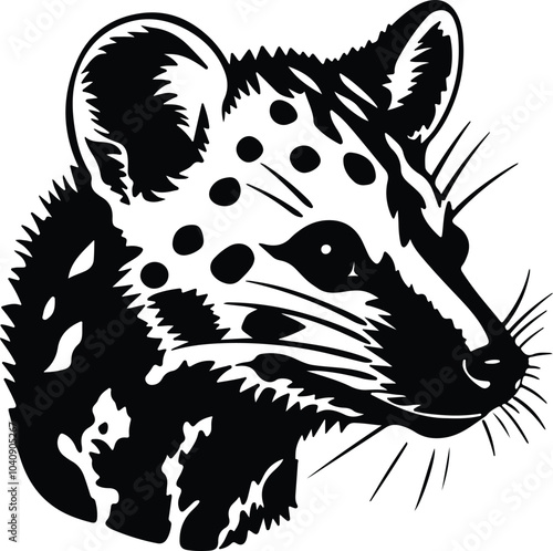 Black silhouette of eastern quoll head