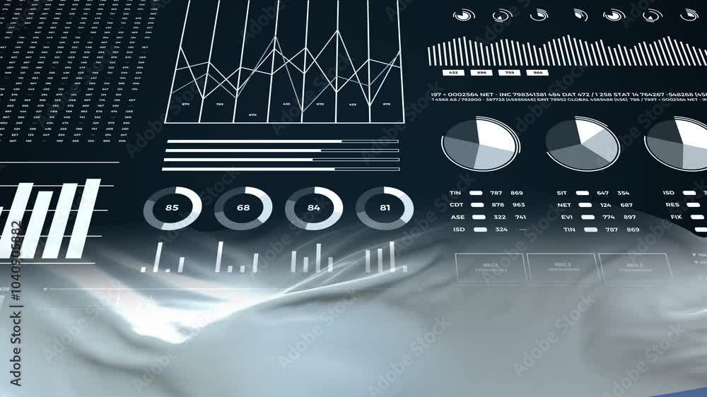 Altai Republic flag - Waving flag on report analytics data statement Altai Republic flag - Waving flag on report analytics data statement