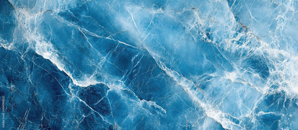 Fototapeta premium Blue marble texture with intricate white veins and luxurious abstract patterns