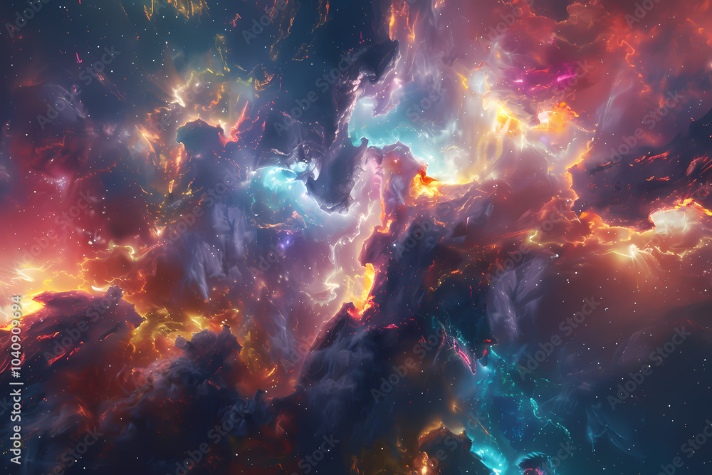 A vibrant cosmic vista filled with swirling clouds of color, showcasing a mesmerizing interplay of light and shadow in the universe. A vibrant cosmic vista filled with swirling clouds of color, showcasing a mesmerizing interplay of light and shadow in the universe.
