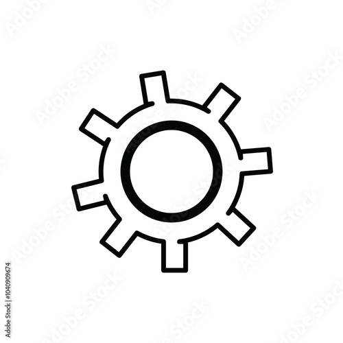 Gear symbol in black outline on white background