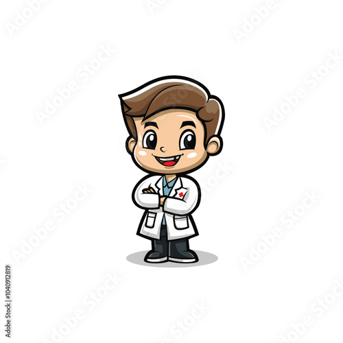 Carton doctor mascot logo design template flat vector illustration