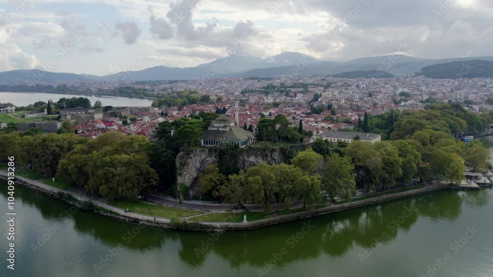 Ioannina Old Town Aerial Panoramic View, Point of Interest Shot, Epirus Greece Ioannina Old Town Aerial Panoramic View, Point of Interest Shot, Epirus Greece