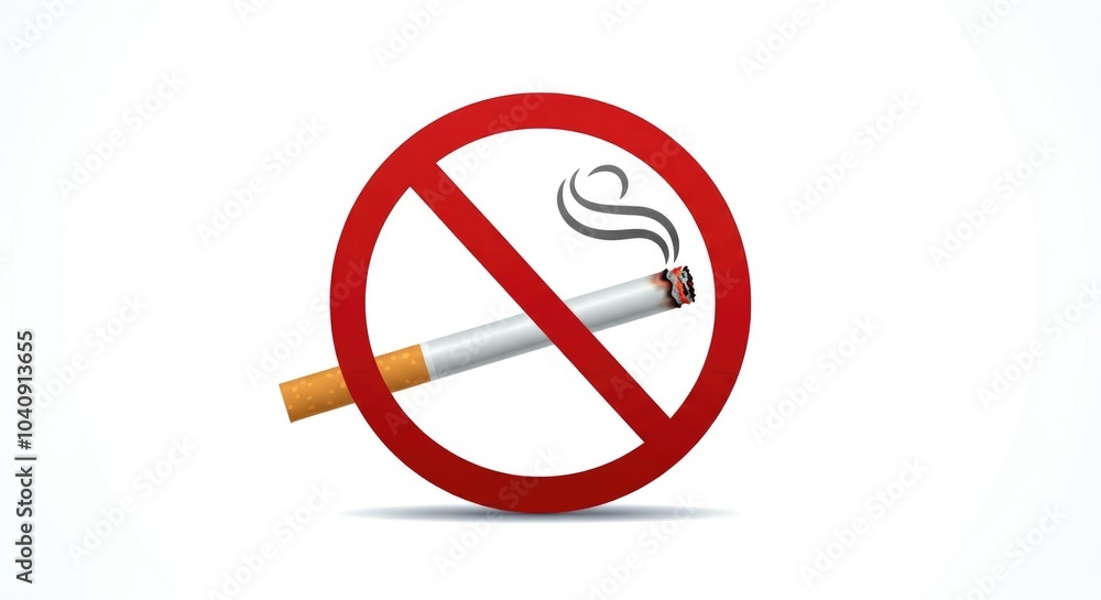 Fototapeta premium No Smoking Sign with Cigarette on White Background