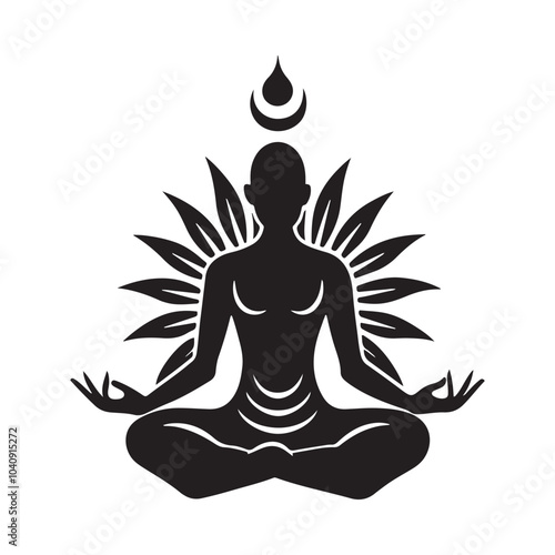 Beautiful minimalist Buddha meditation illustration symbolizing peace, mindfulness, spirituality, and inner calm with natural abstract background art.